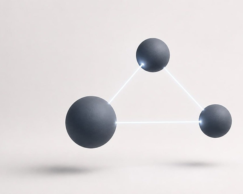 Three connected nodes, symbolizing a partnership network